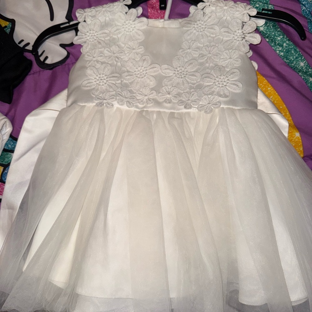 Elegant White Floral Kids Dress